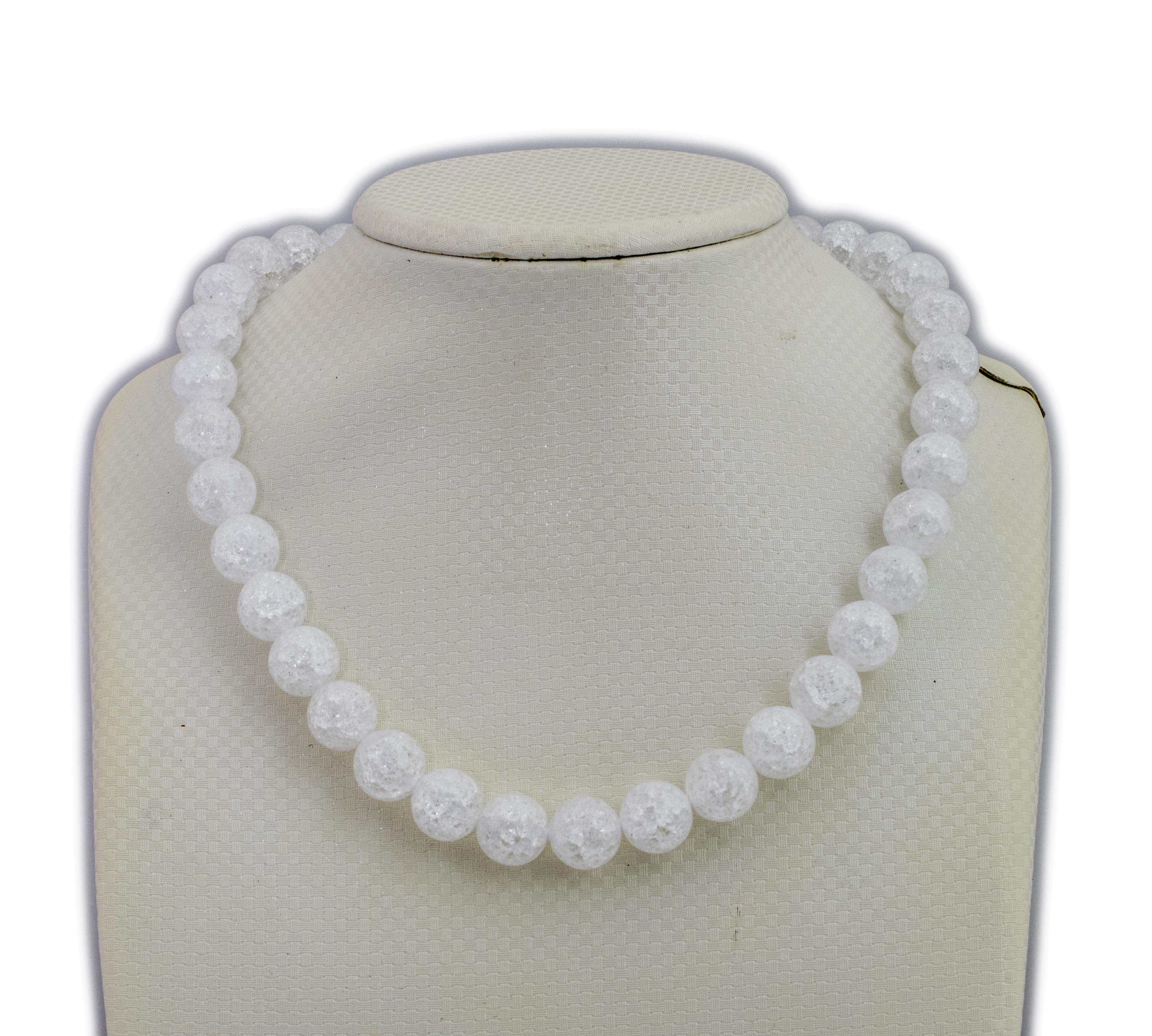 Edelsteinstrang BERGKRISTALL WEISS - KLAR RUND CRACKED